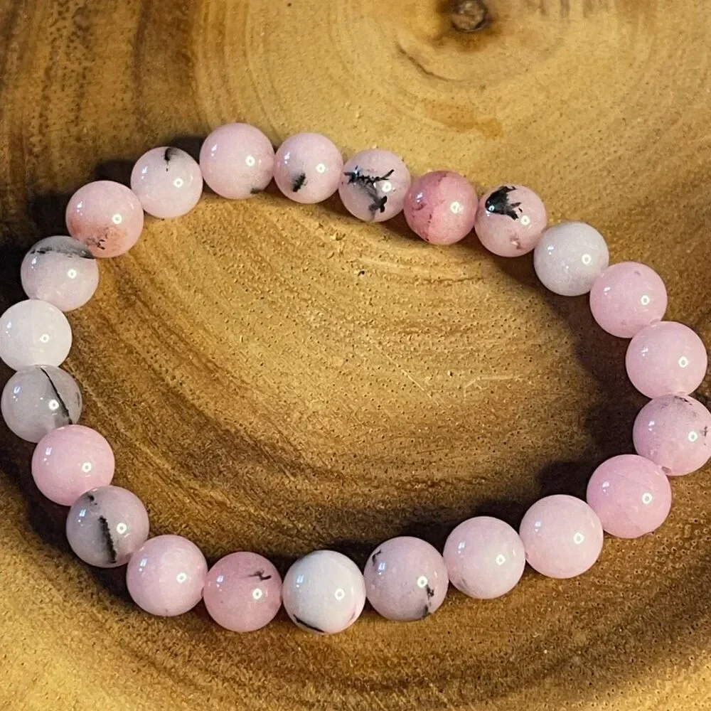 Pink opal 8mm stretch bracelet beaded bracelet 7” stretch crystal healing natura